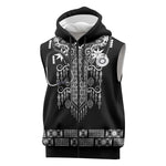 Proud Black Nurse RN Sleeveless Zip Hoodie Black African Pattern Stethoscope Dashiki Motif