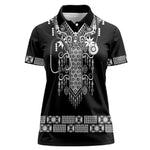 Proud Black Nurse RN Women Polo Shirt Black African Pattern Stethoscope Dashiki Motif