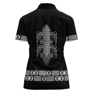 Proud Black Nurse RN Women Polo Shirt Black African Pattern Stethoscope Dashiki Motif