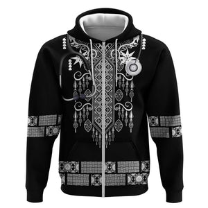 Proud Black Nurse RN Zip Hoodie Black African Pattern Stethoscope Dashiki Motif