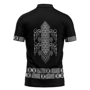 Proud Black Nurse RN Zipper Polo Shirt Black African Pattern Stethoscope Dashiki Motif