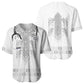 Proud Black Nurse RN Baseball Jersey White African Pattern Stethoscope Dashiki Motif