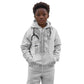 Proud Black Nurse RN Kid Hoodie White African Pattern Stethoscope Dashiki Motif