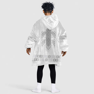 Proud Black Nurse RN Kid Wearable Blanket Hoodie White African Pattern Stethoscope Dashiki Motif
