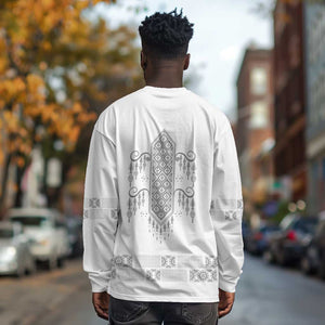Proud Black Nurse RN Long Sleeve Shirt White African Pattern Stethoscope Dashiki Motif