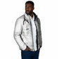 Proud Black Nurse RN Padded Jacket White African Pattern Stethoscope Dashiki Motif
