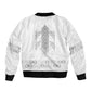 Proud Black Nurse RN Sleeve Zip Bomber Jacket White African Pattern Stethoscope Dashiki Motif