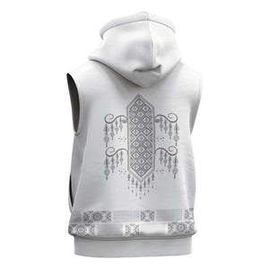 Proud Black Nurse RN Sleeveless Hoodie White African Pattern Stethoscope Dashiki Motif