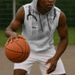 Proud Black Nurse RN Sleeveless Hoodie White African Pattern Stethoscope Dashiki Motif