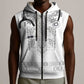 Proud Black Nurse RN Sleeveless Zip Hoodie White African Pattern Stethoscope Dashiki Motif
