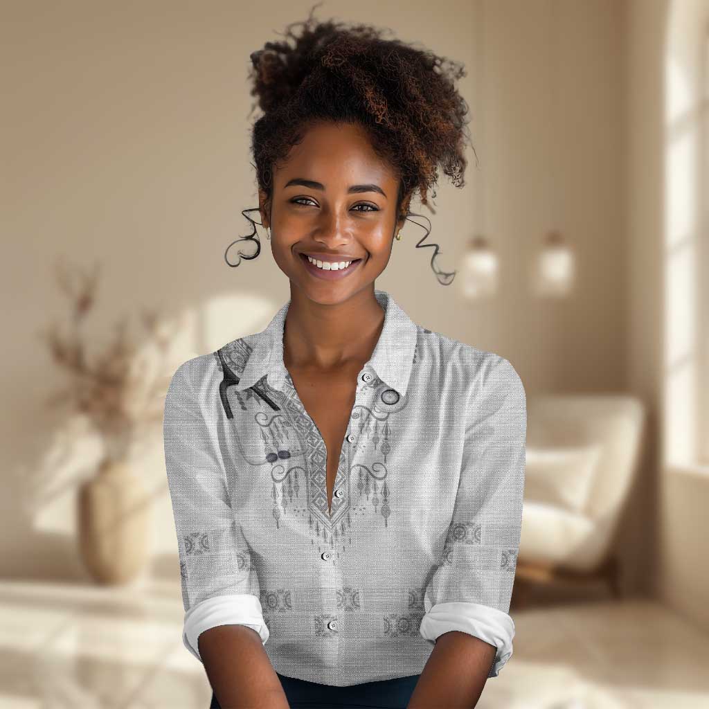 Proud Black Nurse RN Women Casual Shirt White African Pattern Stethoscope Dashiki Motif