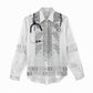 Proud Black Nurse RN Women Casual Shirt White African Pattern Stethoscope Dashiki Motif