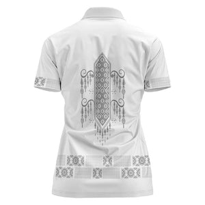 Proud Black Nurse RN Women Polo Shirt White African Pattern Stethoscope Dashiki Motif