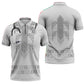 Proud Black Nurse RN Zipper Polo Shirt White African Pattern Stethoscope Dashiki Motif