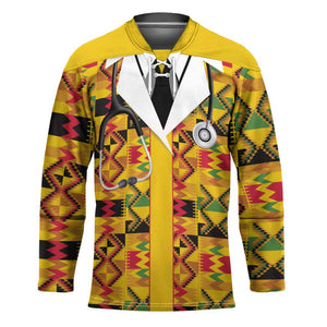 Proud Black Nurse RN Hockey Jersey African Stethoscope Kente Pattern