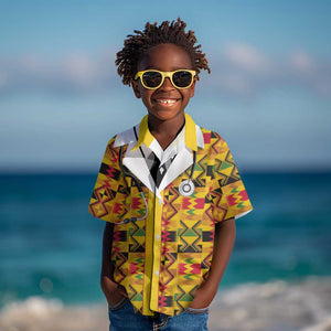 Proud Black Nurse RN Kid Hawaiian Shirt African Stethoscope Kente Pattern