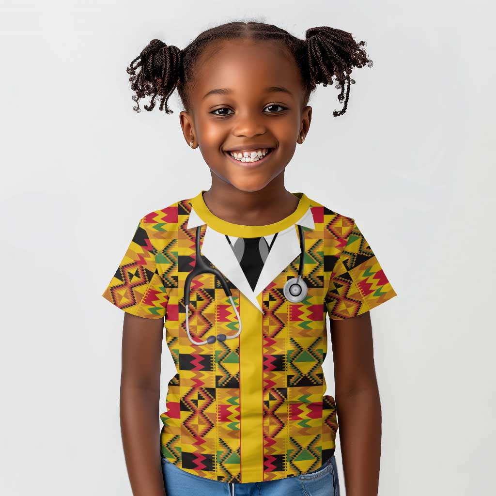Proud Black Nurse RN Kid T shirt African Stethoscope Kente Pattern