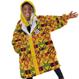 Proud Black Nurse RN Kid Wearable Blanket Hoodie African Stethoscope Kente Pattern