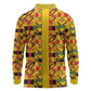Proud Black Nurse RN Long Sleeve Polo Shirt African Stethoscope Kente Pattern