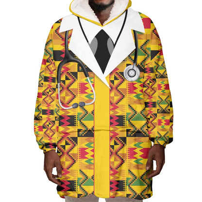 Proud Black Nurse RN Wearable Blanket Hoodie African Stethoscope Kente Pattern