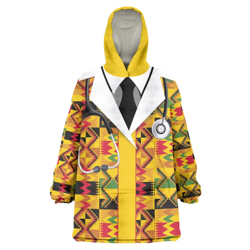 Proud Black Nurse RN Wearable Blanket Hoodie African Stethoscope Kente Pattern