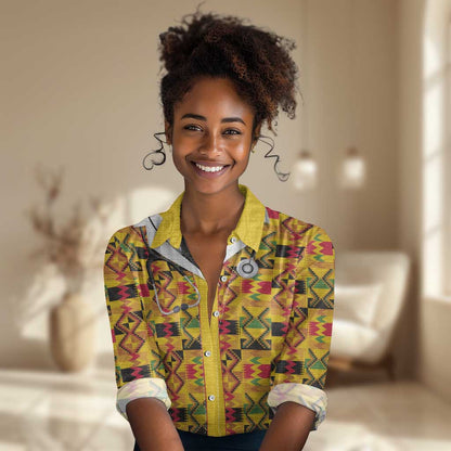 Proud Black Nurse RN Women Casual Shirt African Stethoscope Kente Pattern