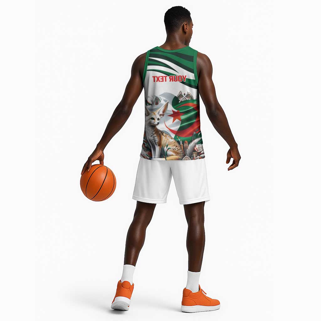 Algeria Fennec Fox Personalized Basketball Jersey with Algerian Culture and Nature - African Pride
