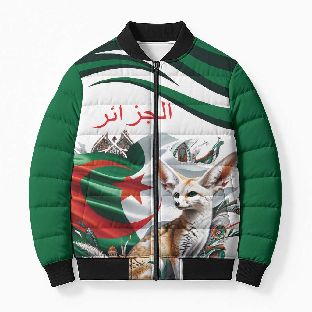 Algeria Fennec Fox Personalized Bomber Puffer Jacket with Algerian Culture and Nature