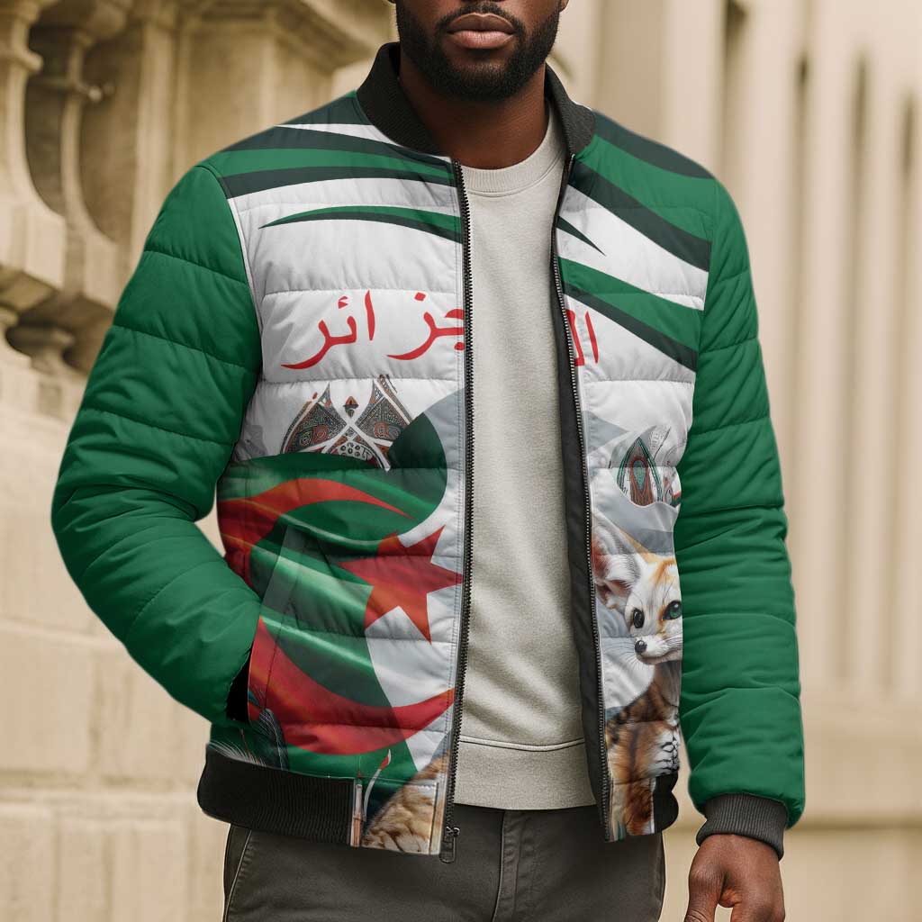 Algeria Fennec Fox Personalized Bomber Puffer Jacket with Algerian Culture and Nature