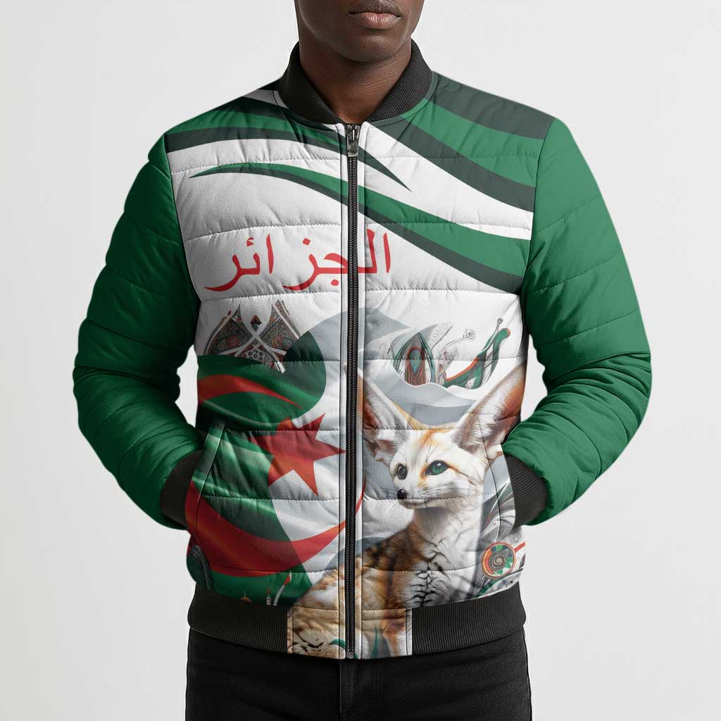 Algeria Fennec Fox Personalized Bomber Puffer Jacket with Algerian Culture and Nature