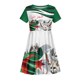 Algeria Fennec Fox Personalized Kid Short Sleeve Dress with Algerian Culture and Nature