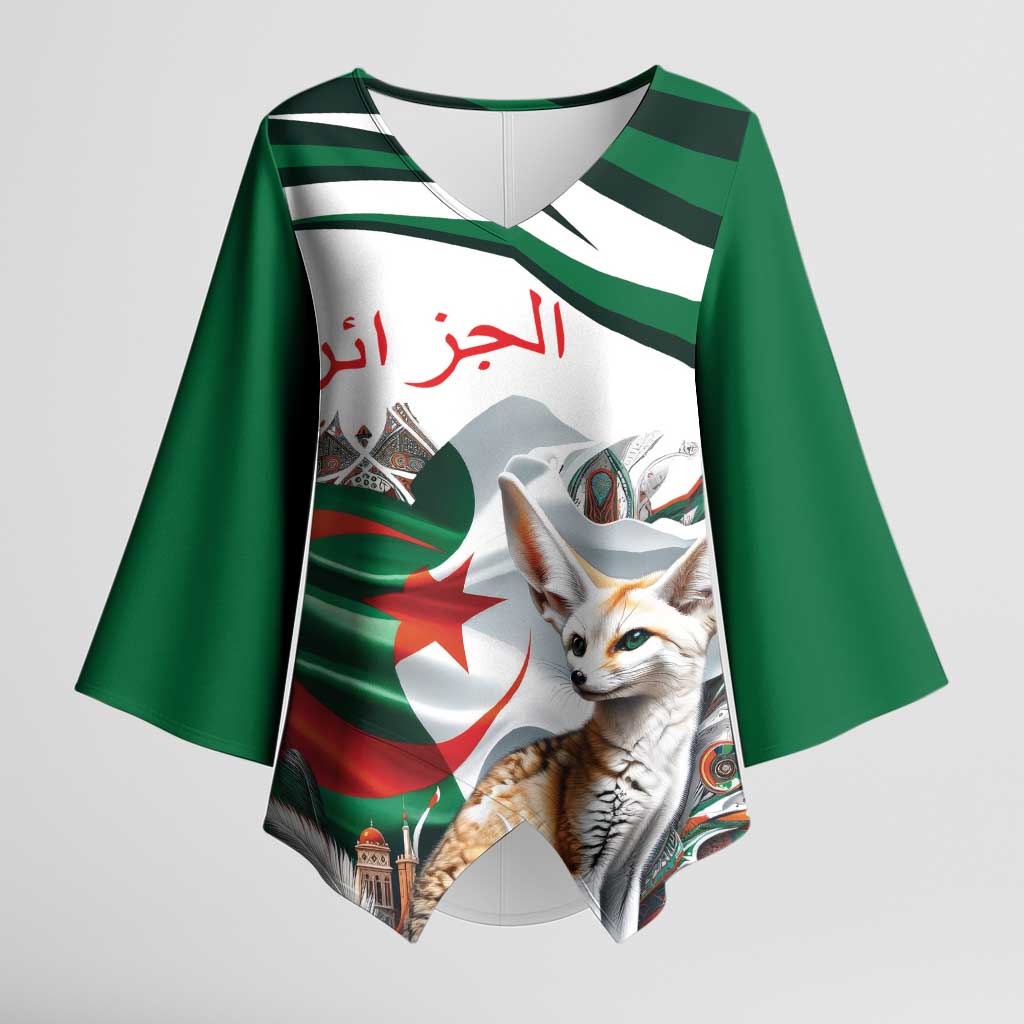 Algeria Fennec Fox Personalized Kimono Sleeve Blouse with Algerian Culture and Nature