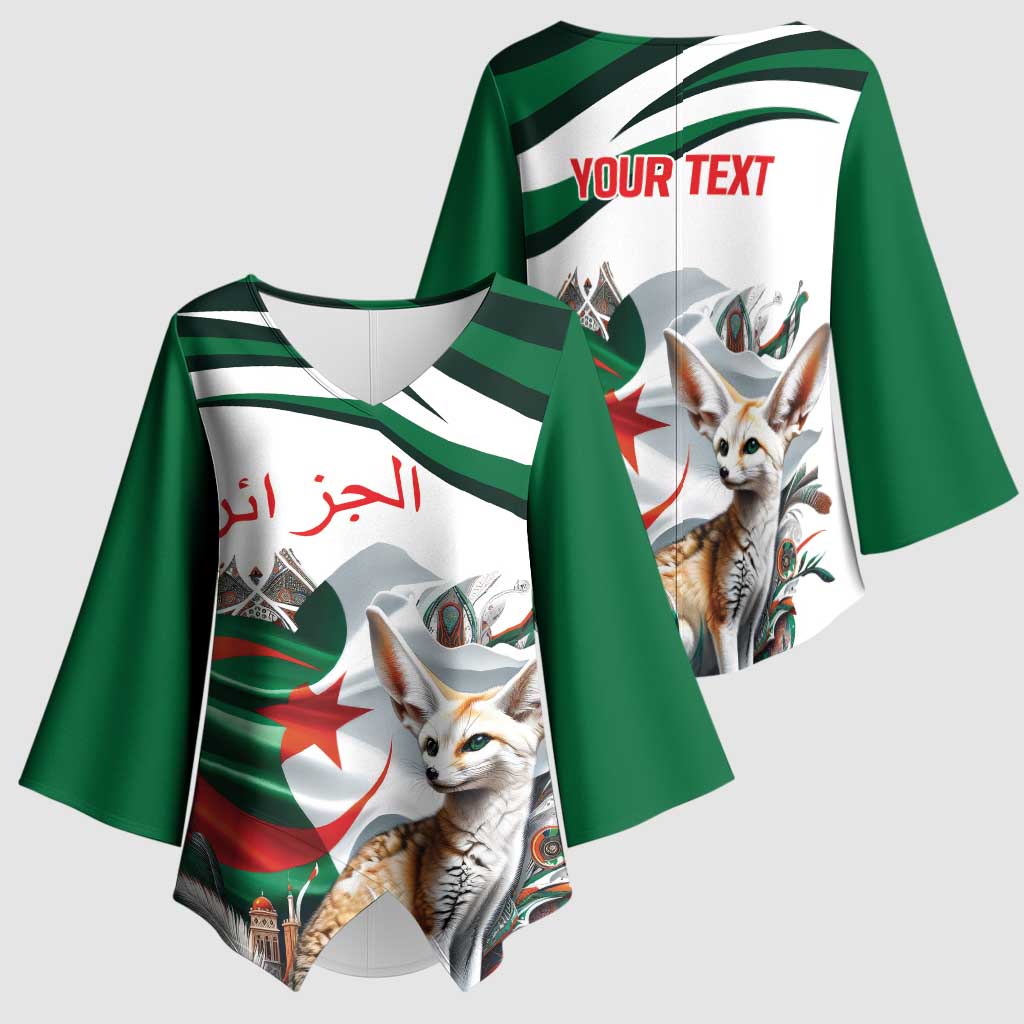 Algeria Fennec Fox Personalized Kimono Sleeve Blouse with Algerian Culture and Nature