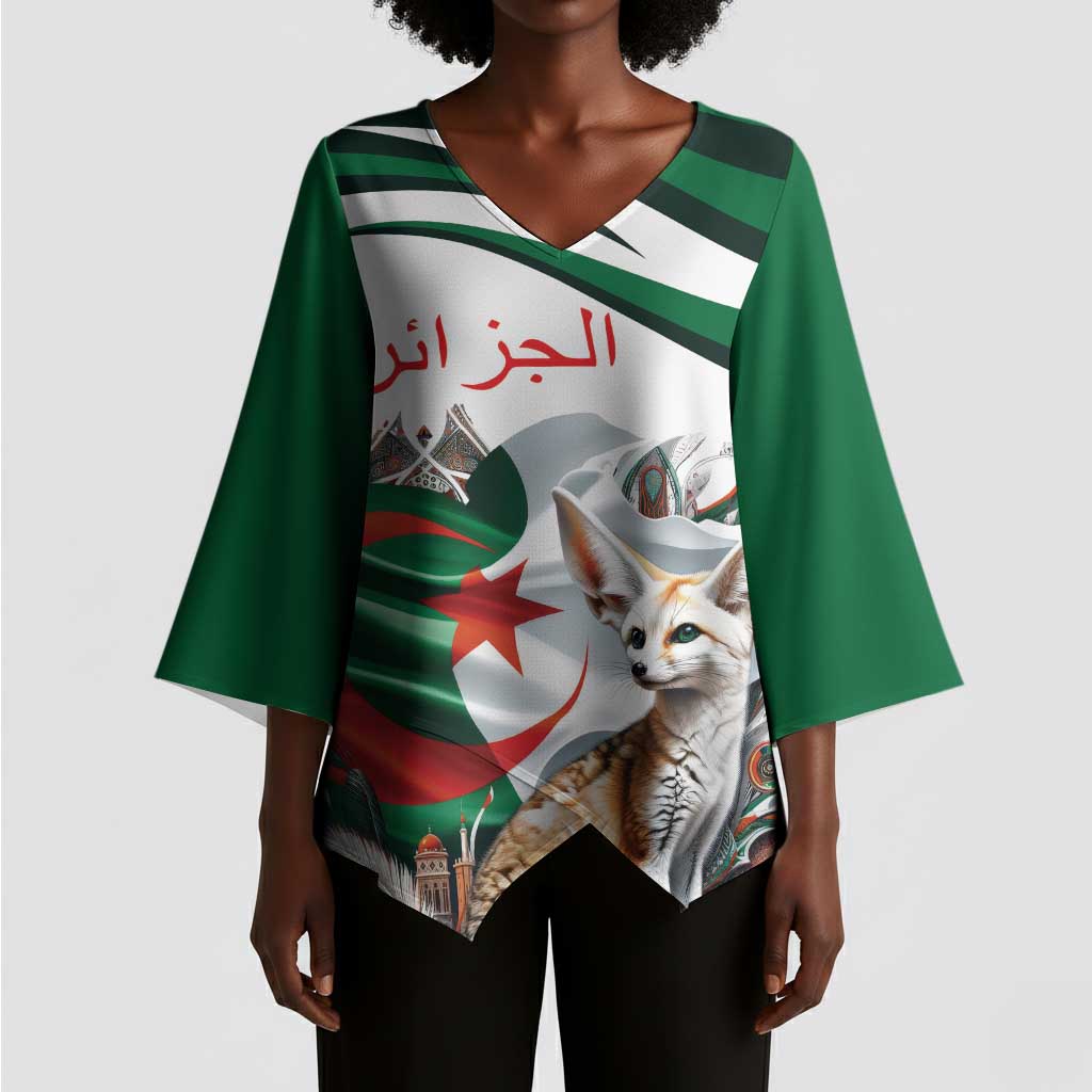 Algeria Fennec Fox Personalized Kimono Sleeve Blouse with Algerian Culture and Nature