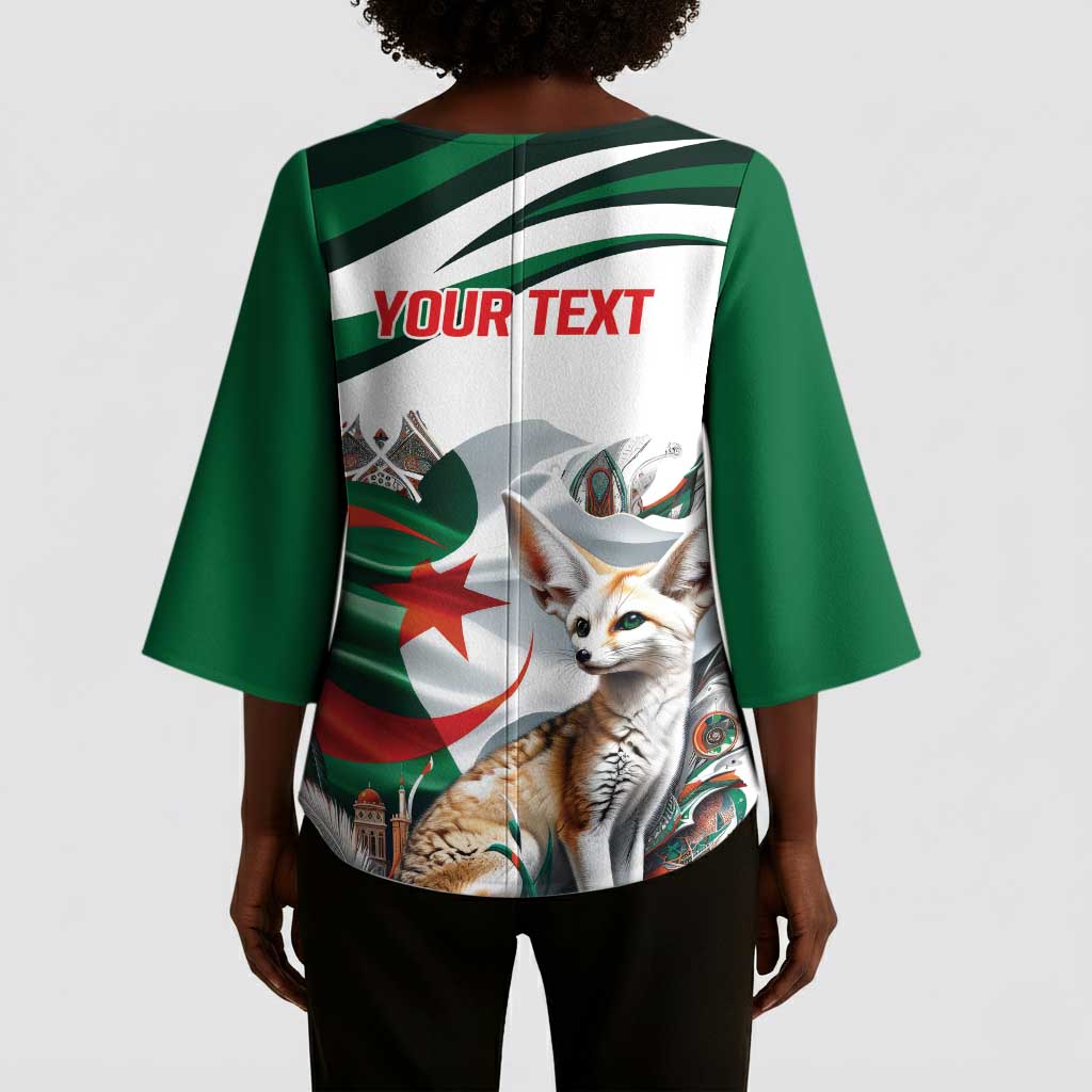 Algeria Fennec Fox Personalized Kimono Sleeve Blouse with Algerian Culture and Nature