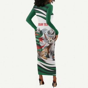 Algeria Fennec Fox Personalized Long Sleeve Bodycon Dress with Algerian Culture and Nature LT9