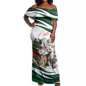 Algeria Fennec Fox Personalized Off Shoulder Maxi Dress with Algerian Culture and Nature
