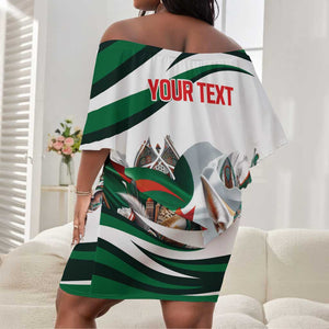 Algeria Fennec Fox Personalized Off Shoulder Short Dress with Algerian Culture and Nature