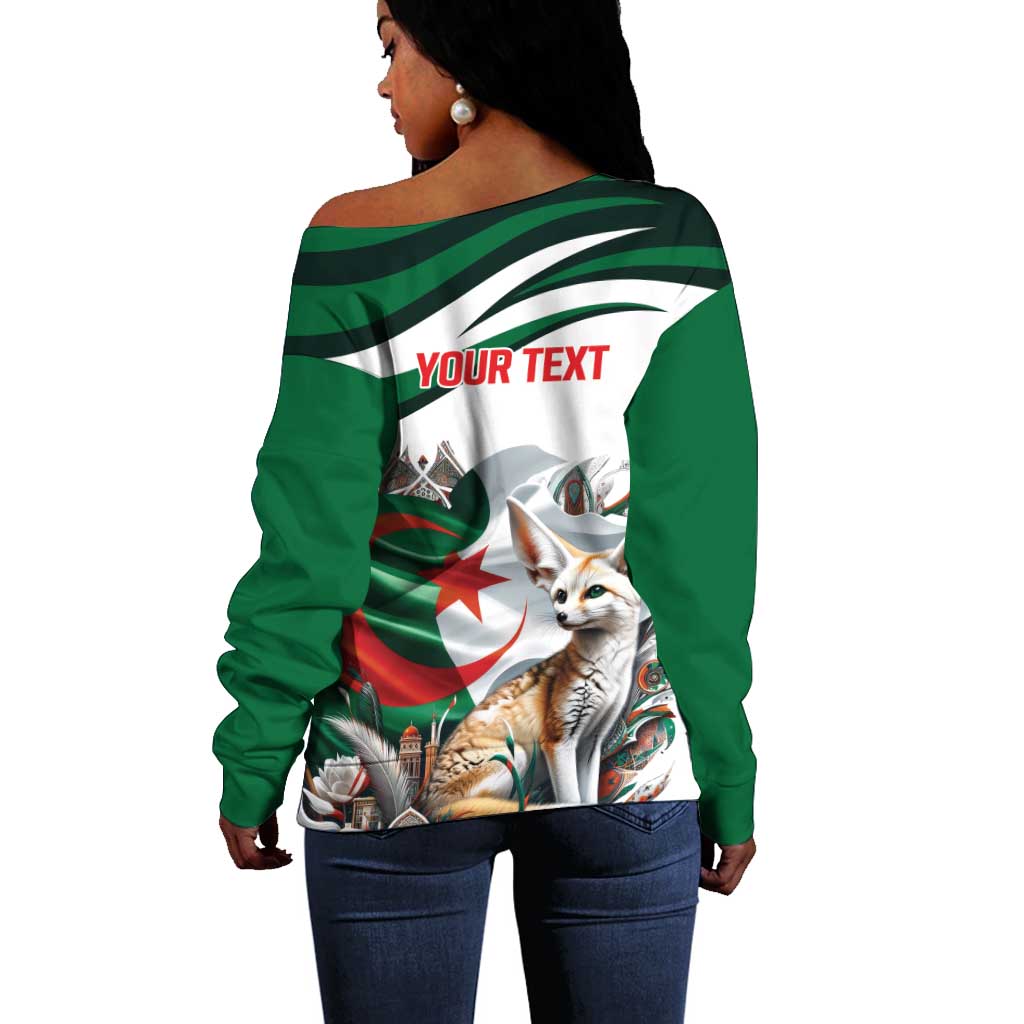 Algeria Fennec Fox Personalized Off Shoulder Sweater with Algerian Culture and Nature