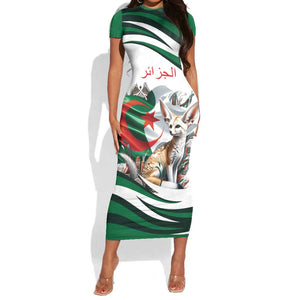 Algeria Fennec Fox Personalized Short Sleeve Bodycon Dress with Algerian Culture and Nature LT9