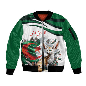 Algeria Fennec Fox Personalized Sleeve Zip Bomber Jacket with Algerian Culture and Nature