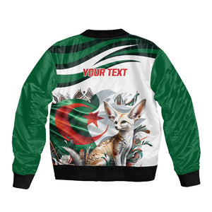 Algeria Fennec Fox Personalized Sleeve Zip Bomber Jacket with Algerian Culture and Nature