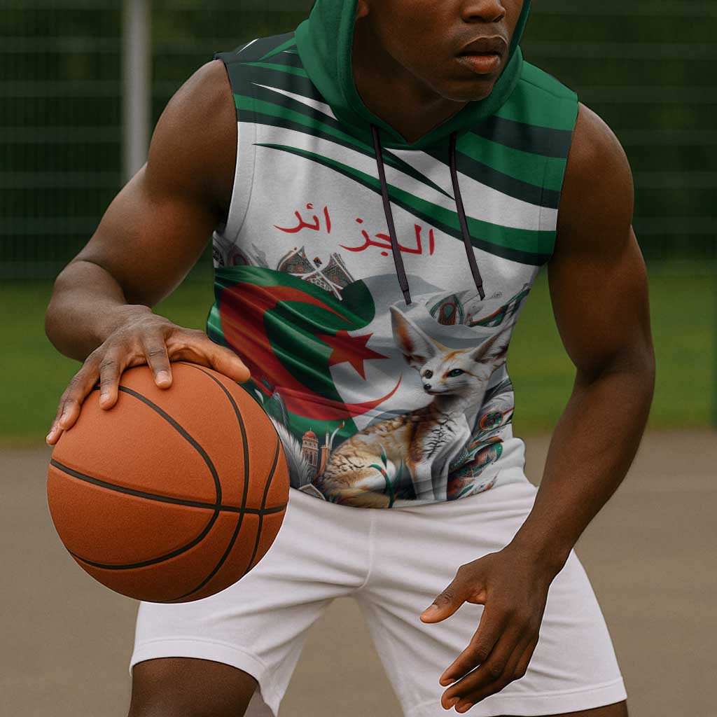 Algeria Fennec Fox Personalized Sleeveless Hoodie with Algerian Culture and Nature - African Pride