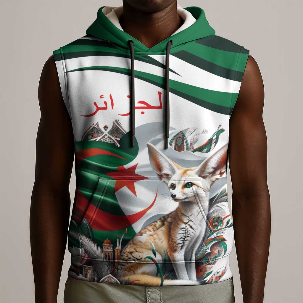 Algeria Fennec Fox Personalized Sleeveless Hoodie with Algerian Culture and Nature - African Pride