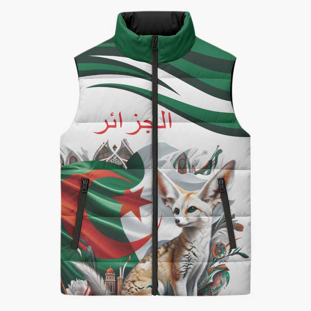 Algeria Fennec Fox Personalized Sleeveless Puffer Jacket with Algerian Culture and Nature