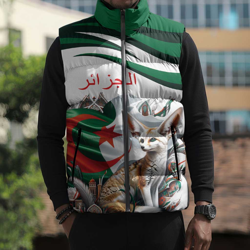 Algeria Fennec Fox Personalized Sleeveless Puffer Jacket with Algerian Culture and Nature
