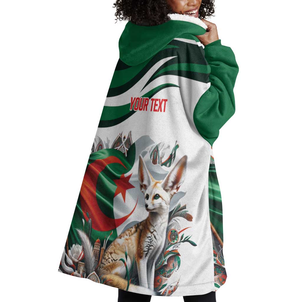 Algeria Fennec Fox Personalized Wearable Blanket Hoodie with Algerian Culture and Nature