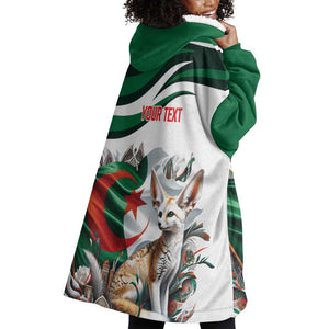Algeria Fennec Fox Personalized Wearable Blanket Hoodie with Algerian Culture and Nature