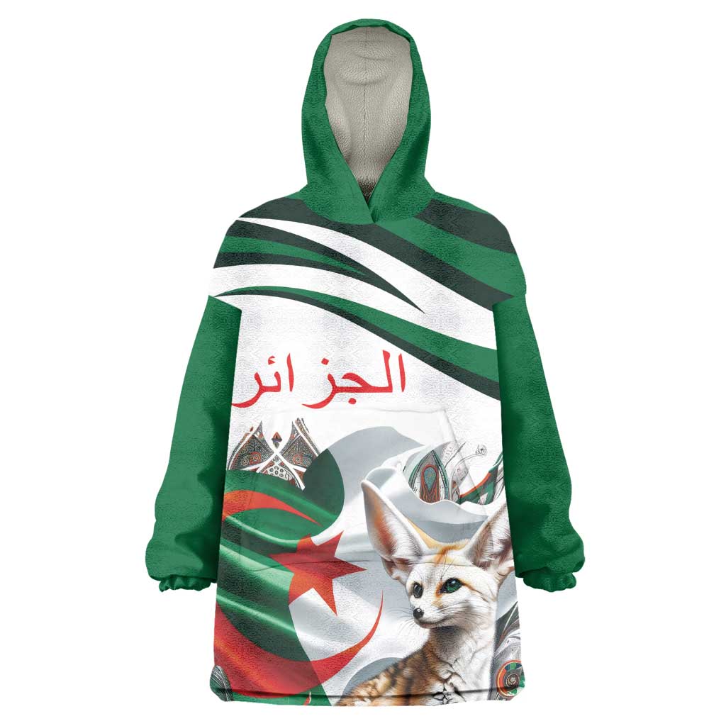 Algeria Fennec Fox Personalized Wearable Blanket Hoodie with Algerian Culture and Nature