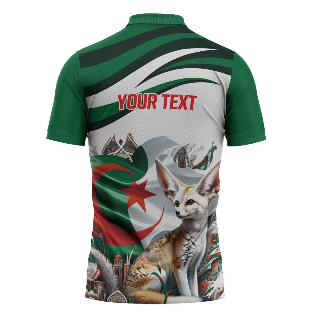 Algeria Fennec Fox Personalized Zipper Polo Shirt with Algerian Culture and Nature
